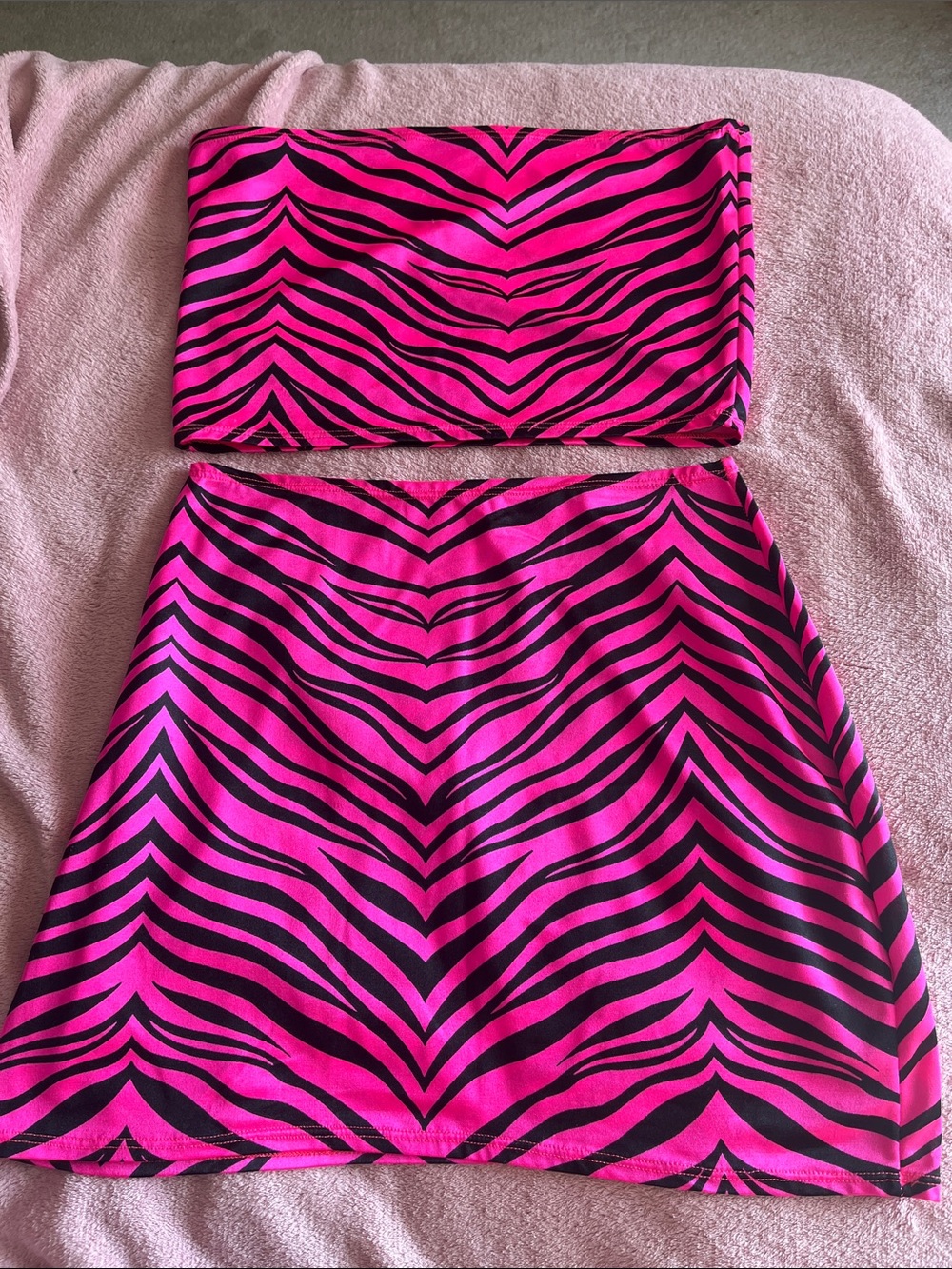 ADRIANA SAHAR Hot Pink & Black Zebra Stripe Two-Piece Set